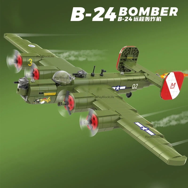 

WW2 Military Series US B24 Long-range Strategic Bomber Collection Building Blocks Bricks Toys Gifts
