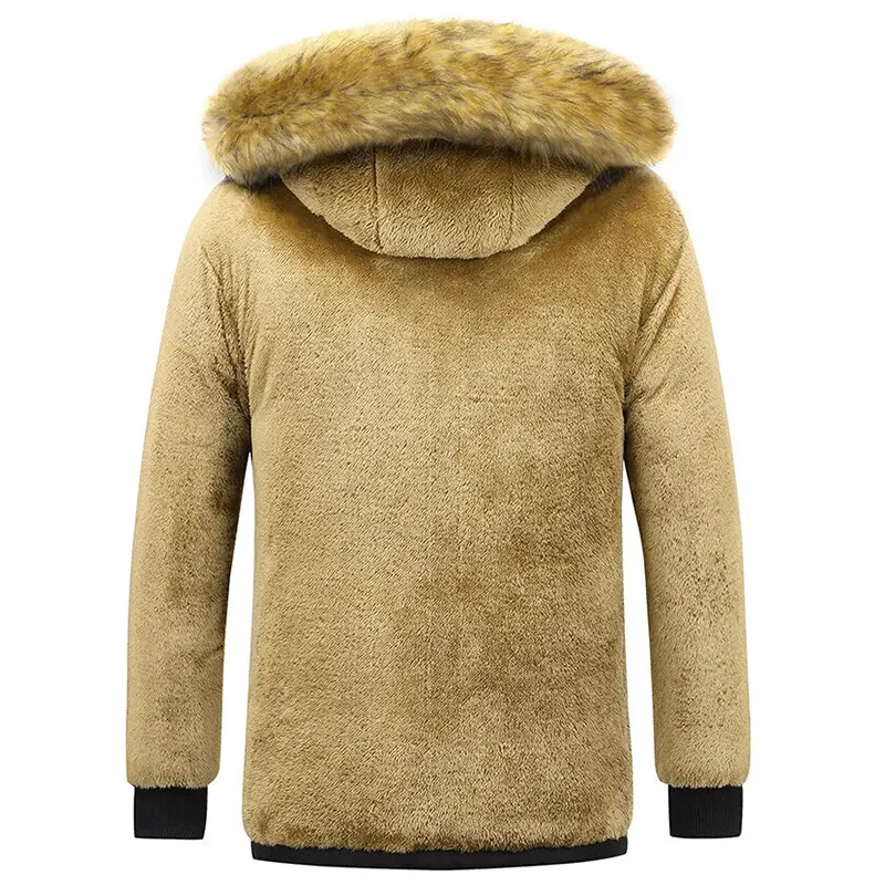 New Winter jacket warm fleece thickened Fur Collar hooded jacket men\'s waterproof outdoor soft shell fashion leisure windbreaker