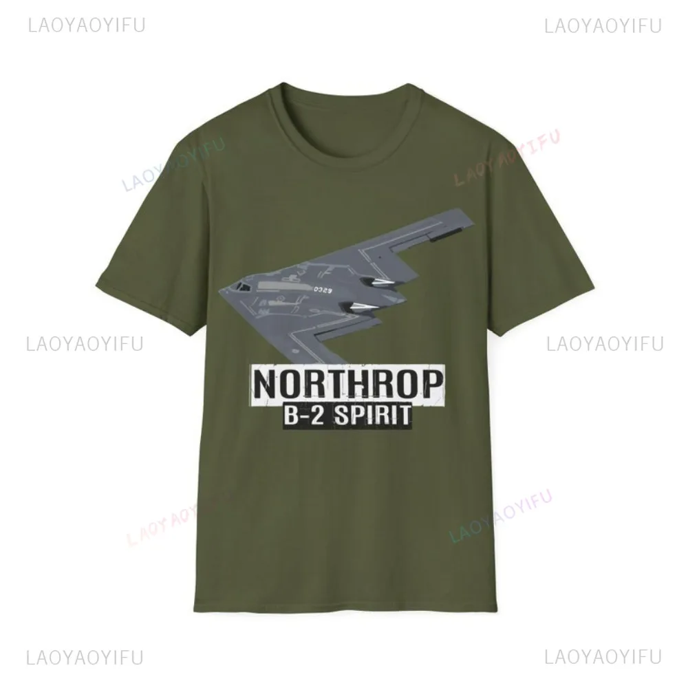 تي شيرت قطني من Northrop B2 Spirit Bomber طائرة عسكرية صورة فعلية للطائرات هدية طيران تاريخية عشاق عسكريين