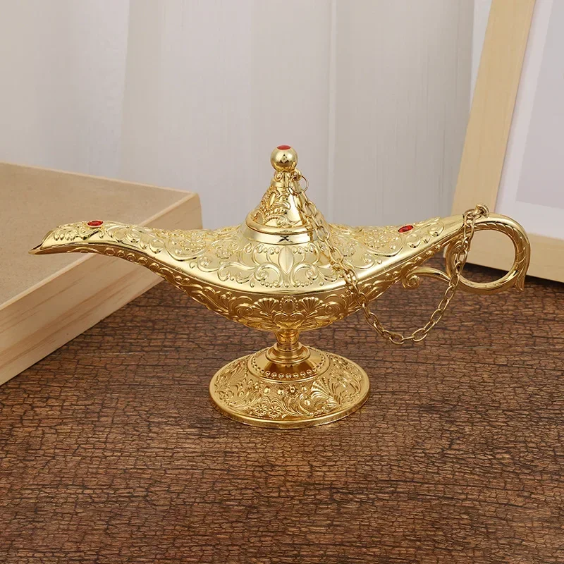 Aladdin Magic Lamp European Classical Ornament Wishing Magic Lamp Metal Home Decoration Housewarming Gift Living Room Decoration