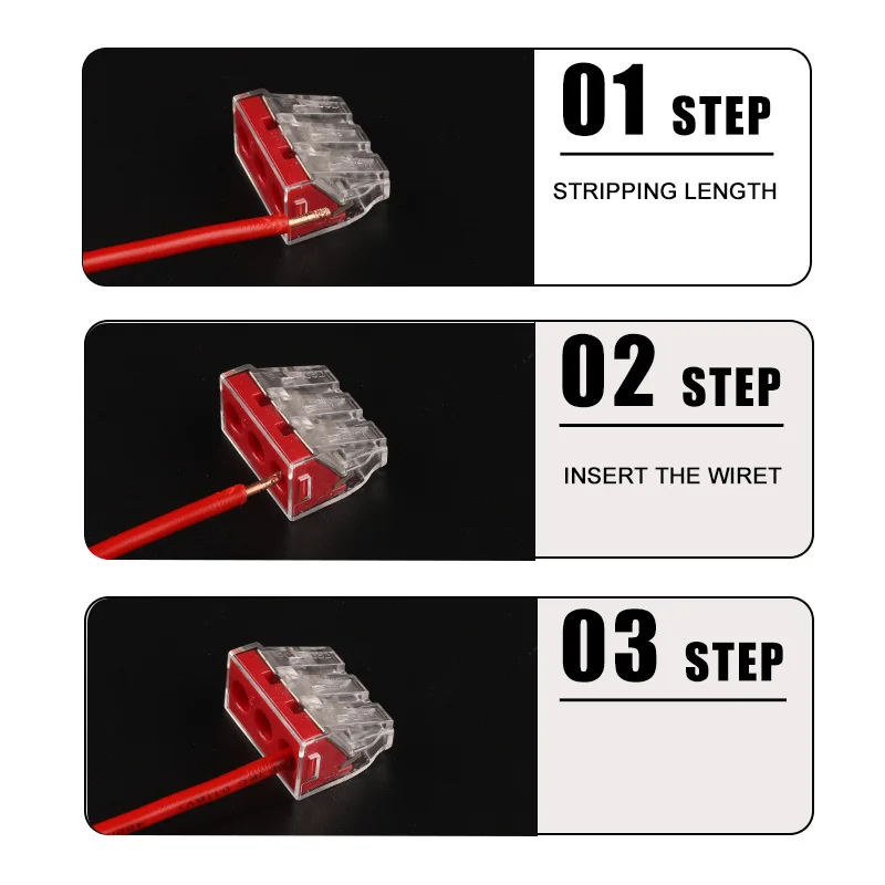 Konektor kawat cepat Mini, 25/50/100 buah 2/3/4/6/8 port konektor kabel untuk kotak pertemuan konduktor blok Terminal Push-in