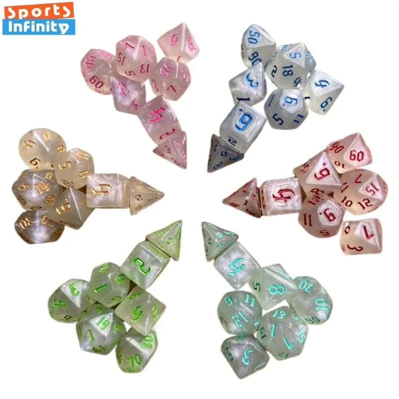 7 Pcs/Set New Polyhedral Dice Number Dice DND Dice Set for DND TRPG RPG COC D20 D12 D10 D8 D6 D4 Party Table Game