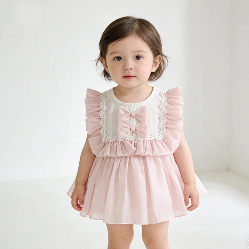 

Платье с оборками и бантом для новорожденных девочек, летние платья принцессы из органзы