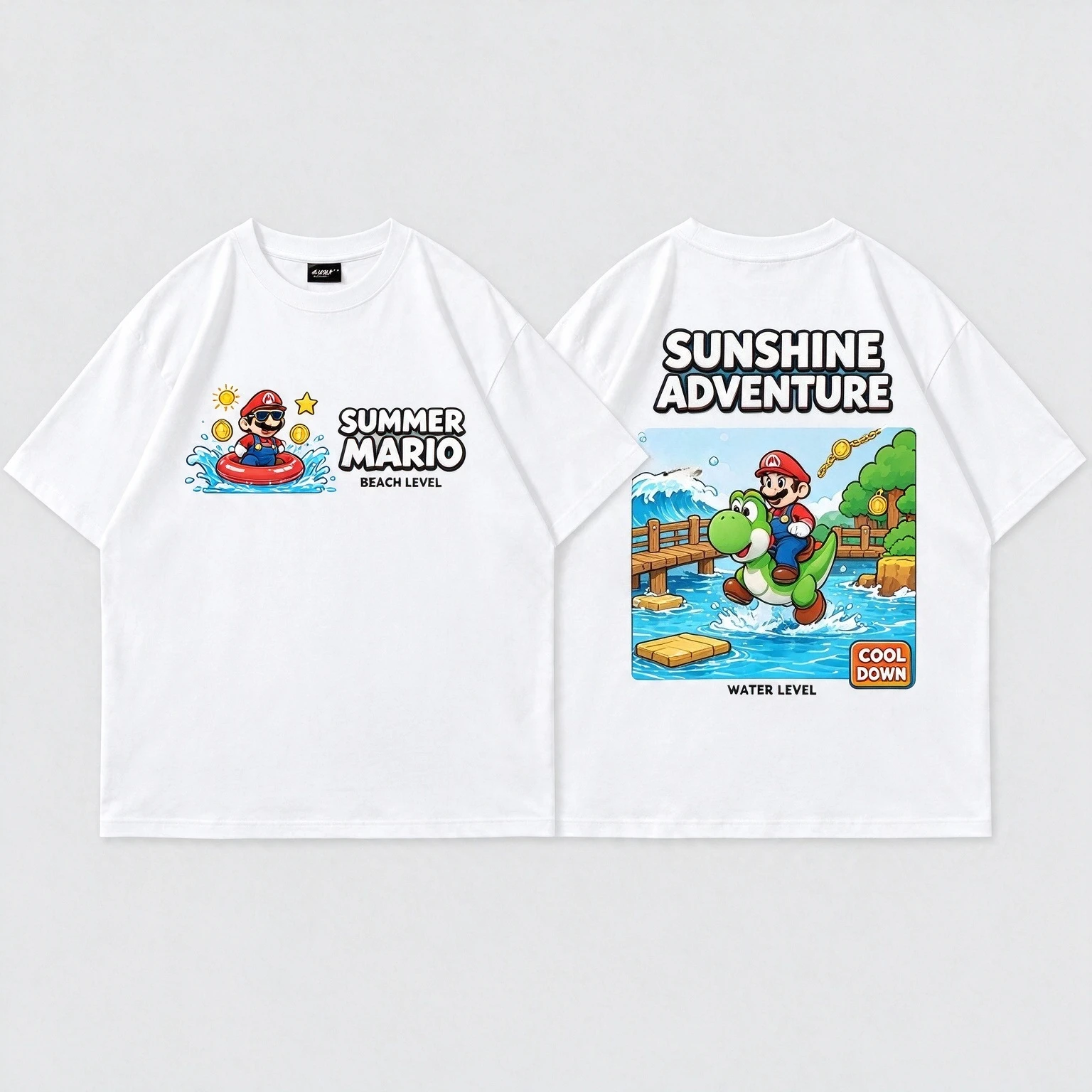 Unisex Oversized Tee T-Shirt Mario Yoshi Nintendo Mushroom Kingdom Graphic Cotton Retro Edgy Cool Short Sleeve Top for Men Women