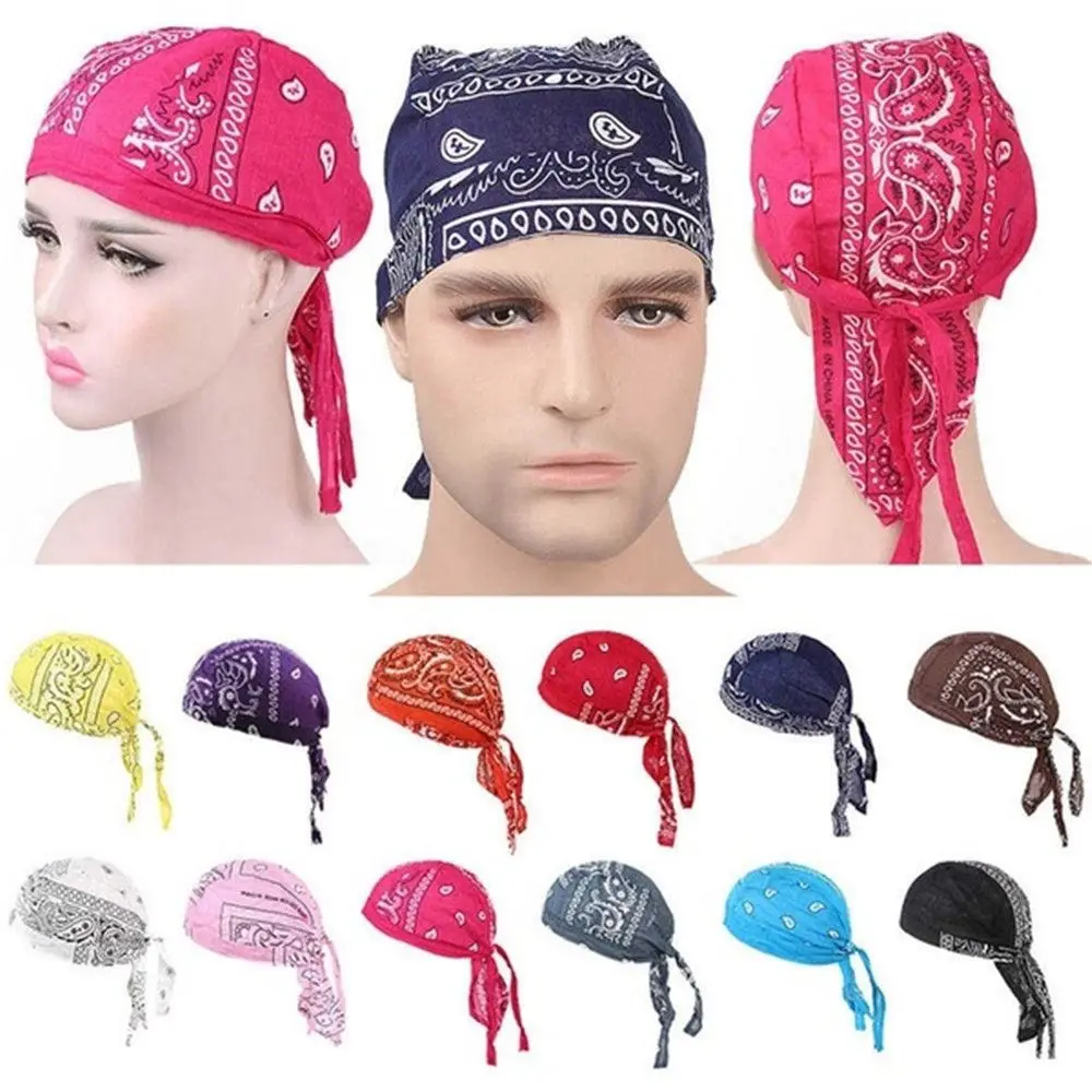 Men Women Quick Dry Cotton Pirate Hat Outdoor Sport Bandana Headscarf Cancer Chemo Cap