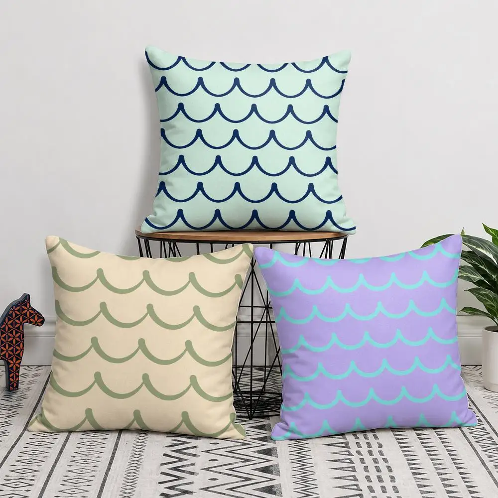 Colorful Waves Cushion Cover Short Plush Soft Double-Sided Printing Pillow Case Cozy Sofa Bedroom Home Decor Gift