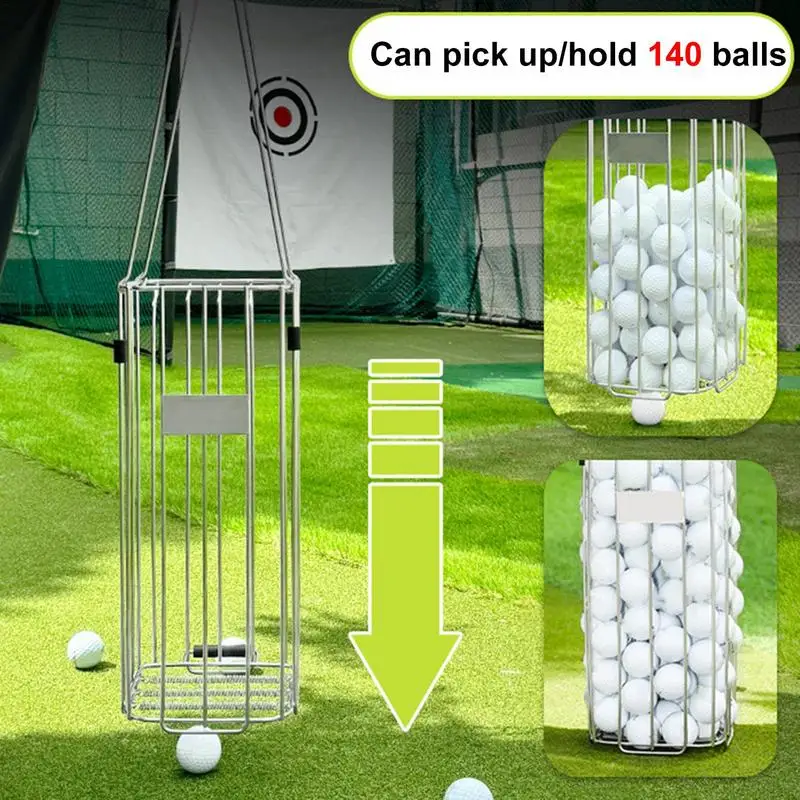 Portable Golf Ball Storage Basket Golf Ball Retriever 2 In 1 Golf Ball Picker And Loading Holding 140 Ball Bucket Golf Accessory