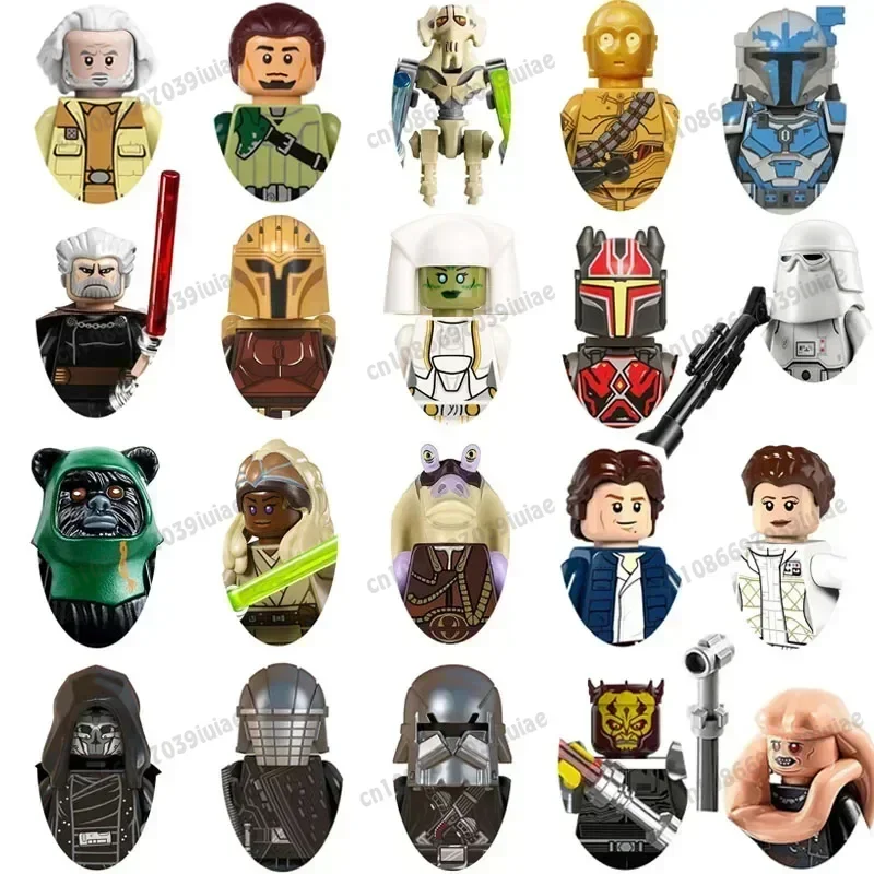 

Star Wars Yoda Mandalorian Han Solo C-3PO Leia Darth Vader BbbaFett Block Mini Robot Figure Toy Bricks Assembling Doll