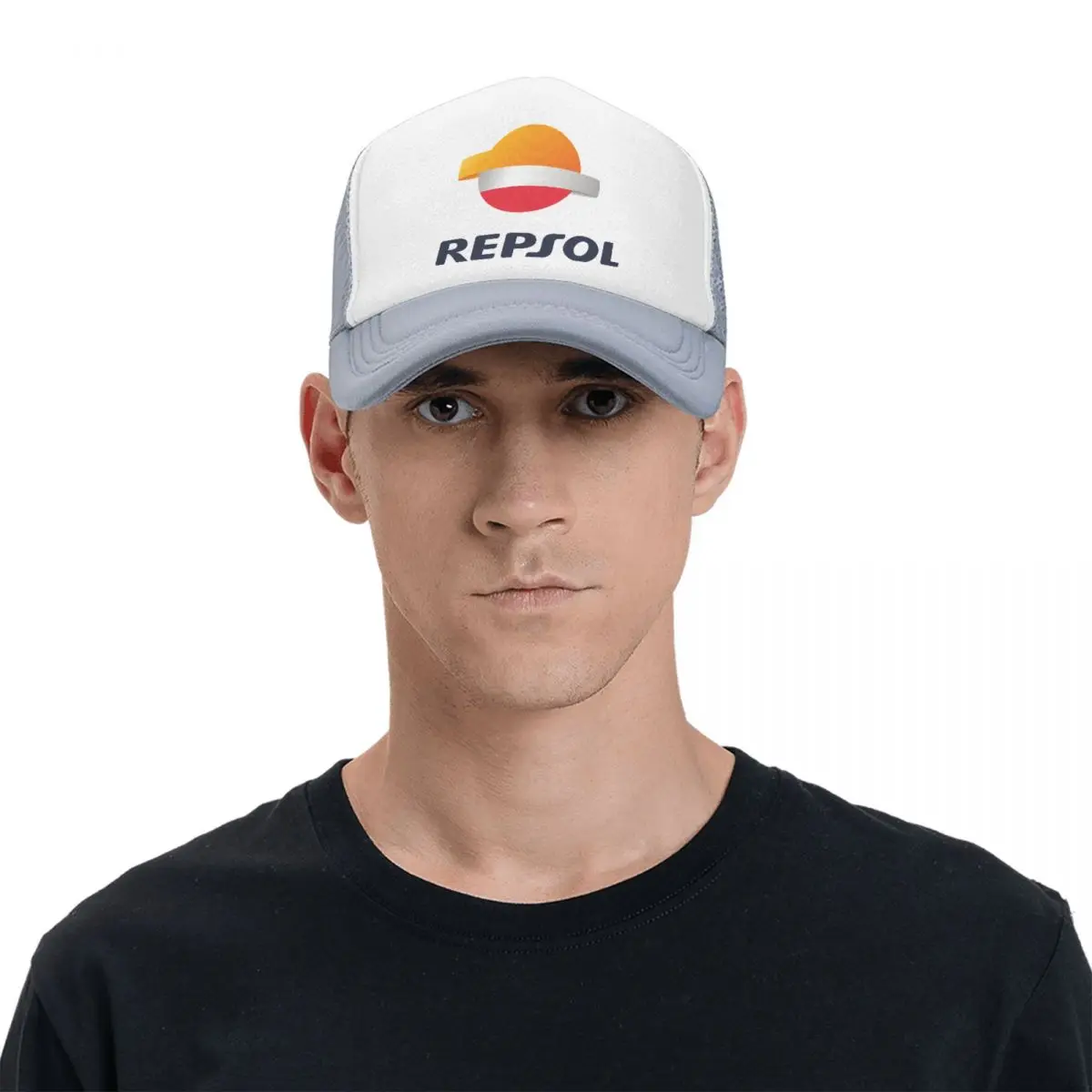 Men Women Repsol Motor Oil Trucker Caps Mesh Baseball Caps Snapback Caps Dad Hat Trucker Worker Cap Adjustable Sports Cap Summer