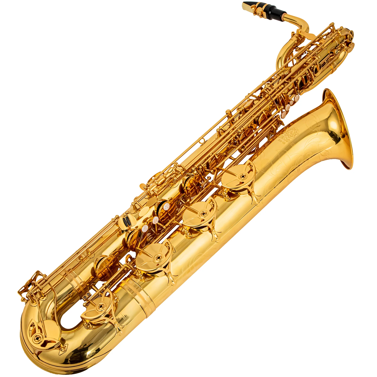 AUROSUS BSA-G6 Low A Baritone Saxophone Low A to High F# Lacquered Brass with Hand unique, Engraved Bell Lightweight Case with W