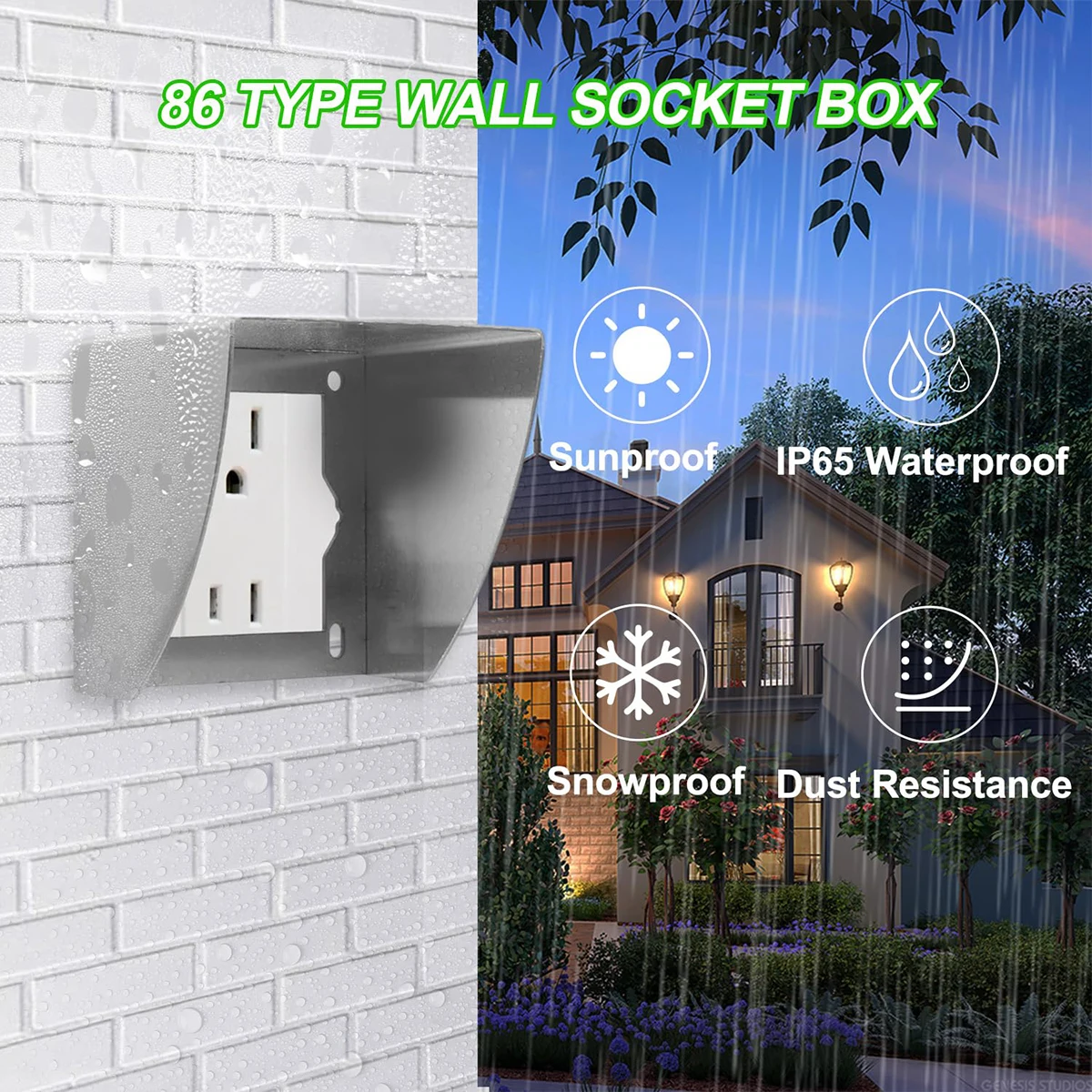 Stainless Steel Rain Cover Socket: Outdoor Waterproof, Bathroom Switch Protective Case, Rainproof, 2024 Model