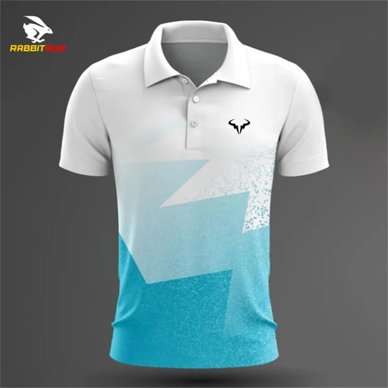 New 3D Printed Striped Style Men Polo Shirt Fashionable Golf Tennis Lapel Short Sleeved Top Loose and Breathable Summer Clothing