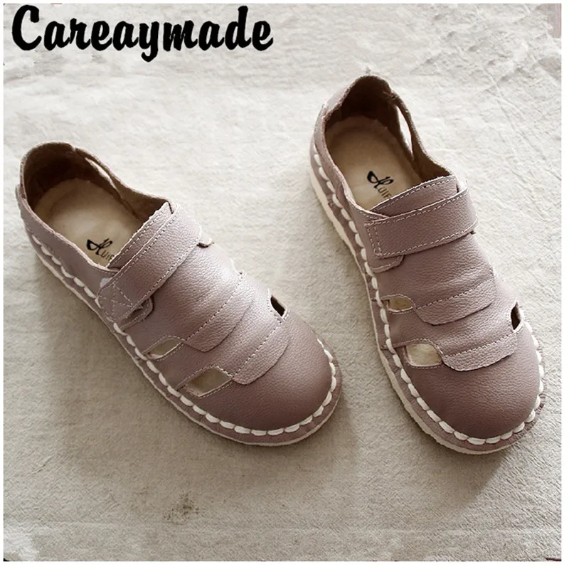 

Careaymade-Новые стильные туфли из натуральной кожи ручной работы, мягкие женские сандалии в стиле ретро-арт-мори с мягкой подошвой, повседневные сандалии на плоской подошве.