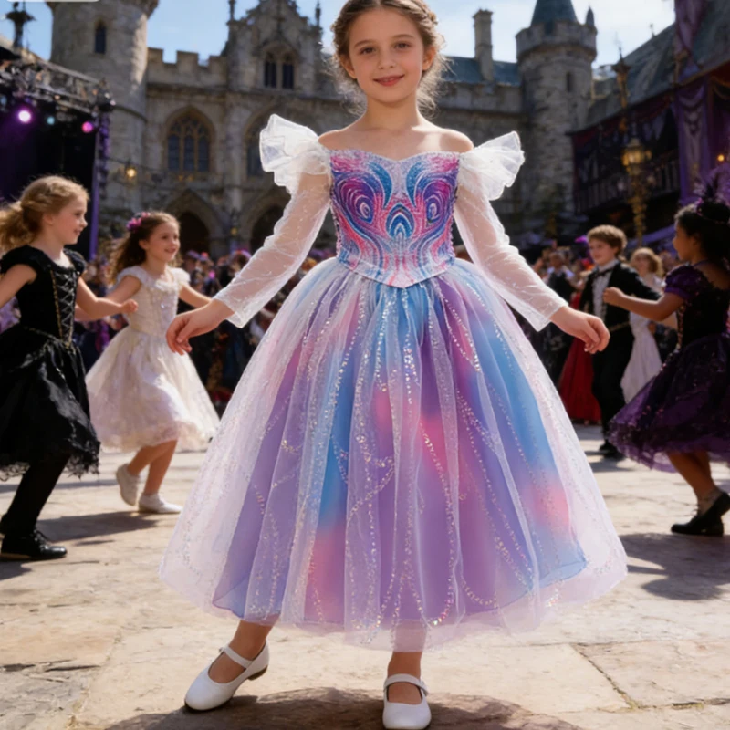 

Carnival Party Kids Wicked Witch Costume Dress For Girls Princess Halloween Birthday Movie Cosplay Costume With Accessories