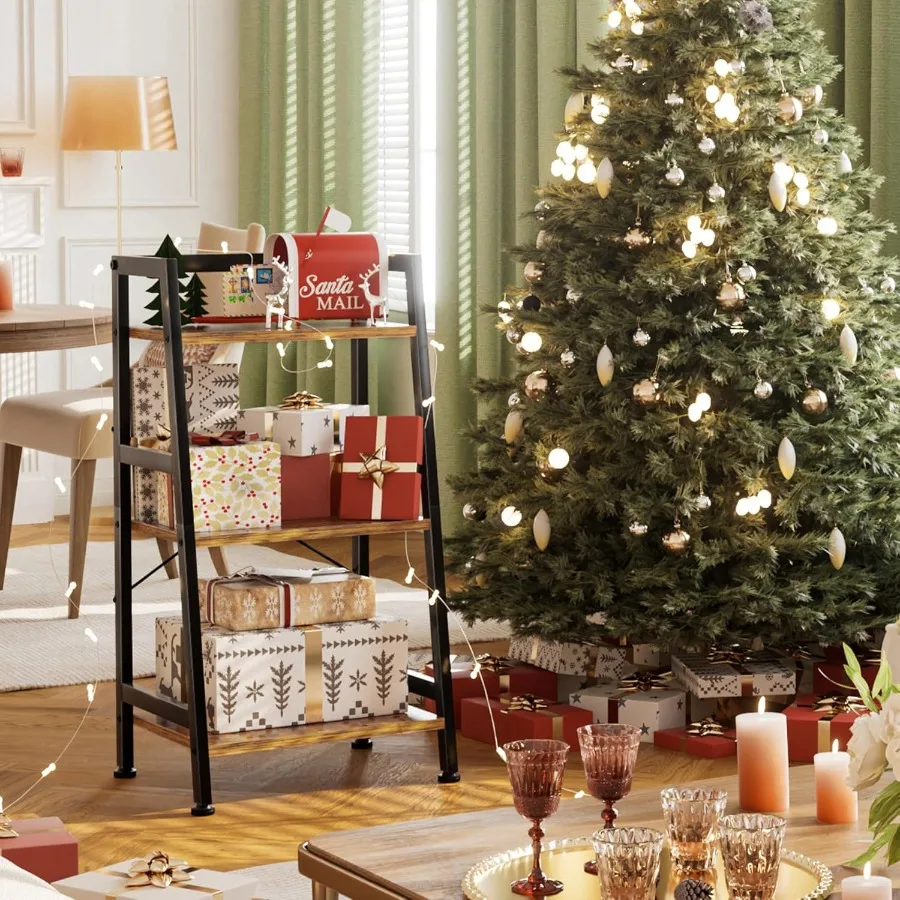 3단 책장 사다리형 선반, 산업용 철제 프레임, 거실, 홈 오피스, 주방, 침실용 소형 금속 수납장