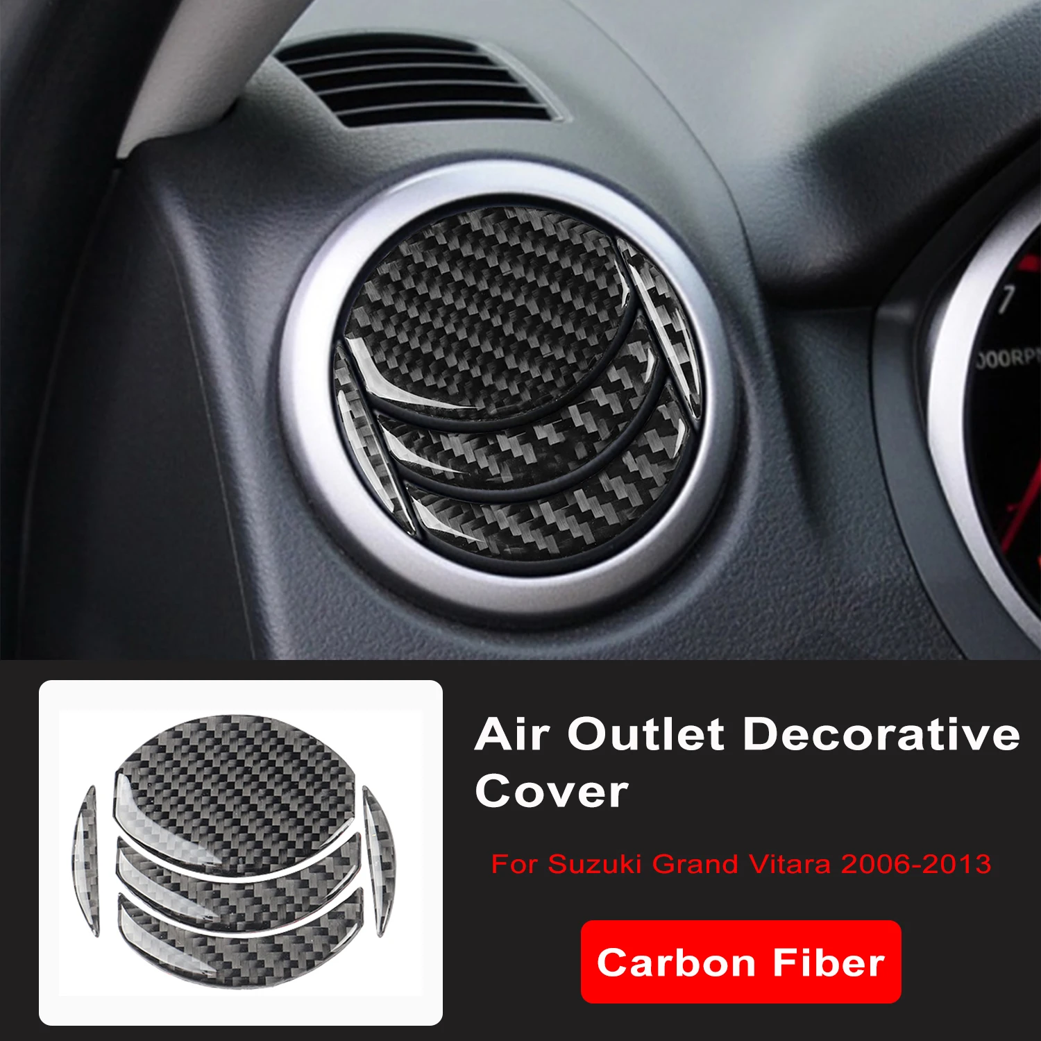 For Suzuki Grand Vitara 2006-2013 Carbon Fiber Dashboard Both Side Air Outlet Decorative Cover Car Interior Accessories Sticker