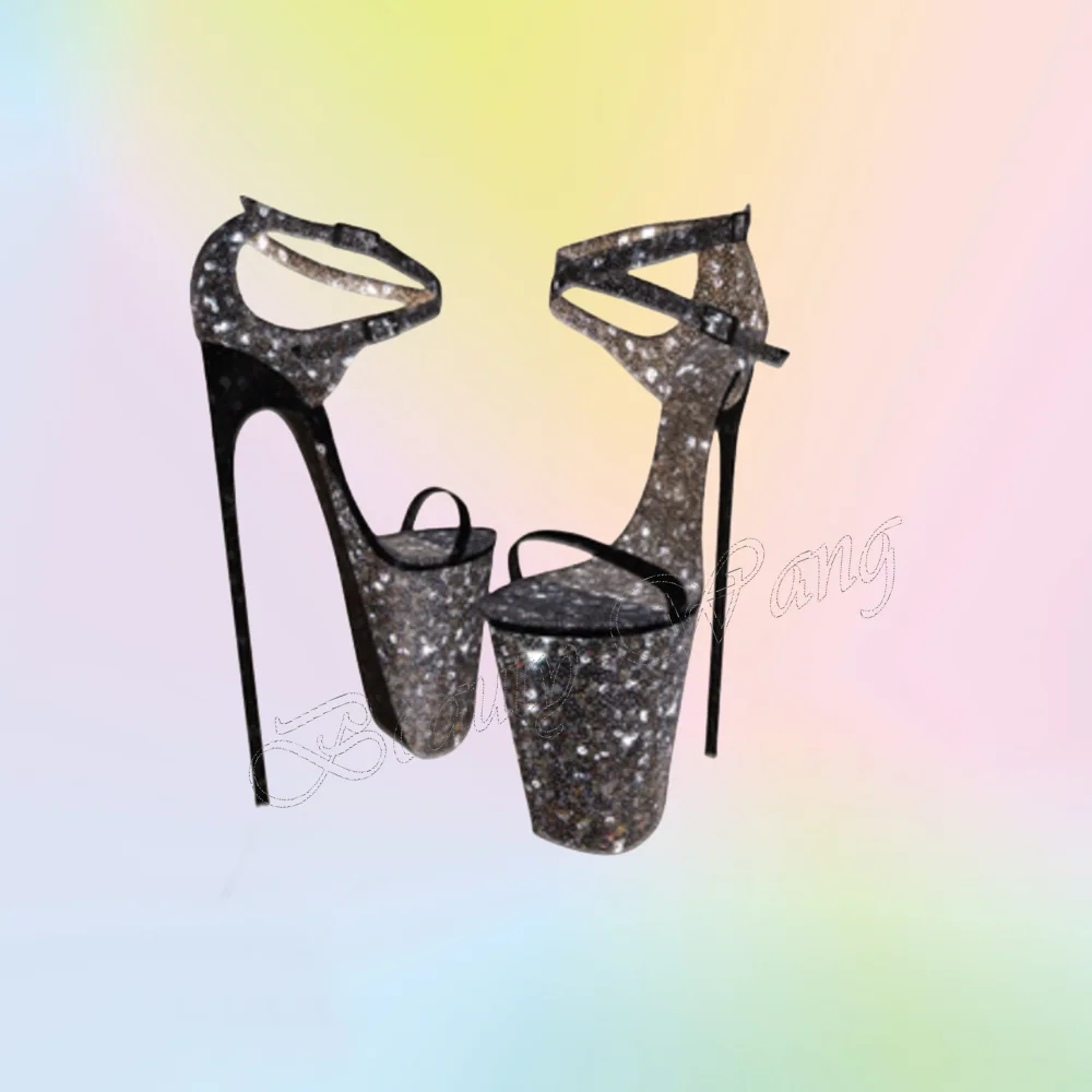 

Black Crystal Platform Sandals 16 cm Heel Round Toe Stilettos Heel High Heel Shoes for Women Shoes 2024 Zapatos Para Mujere