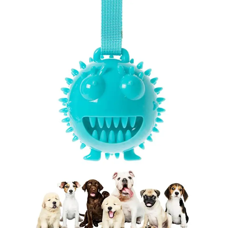 Interactive Dog Ball Blue Big Eye Animal Shape Puppy Chew Toy Multi-purpose Dog Treat Food Dispensing Toys Pet Chewing Squeaky