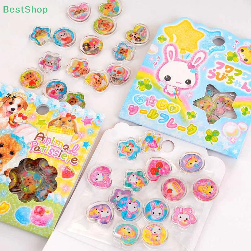 〔Rebecca〕Y2k Crystal Marbles Stickers 3D Laser Sparkling Heart-shaped Animal Mobile Phone Case Decals Decoration