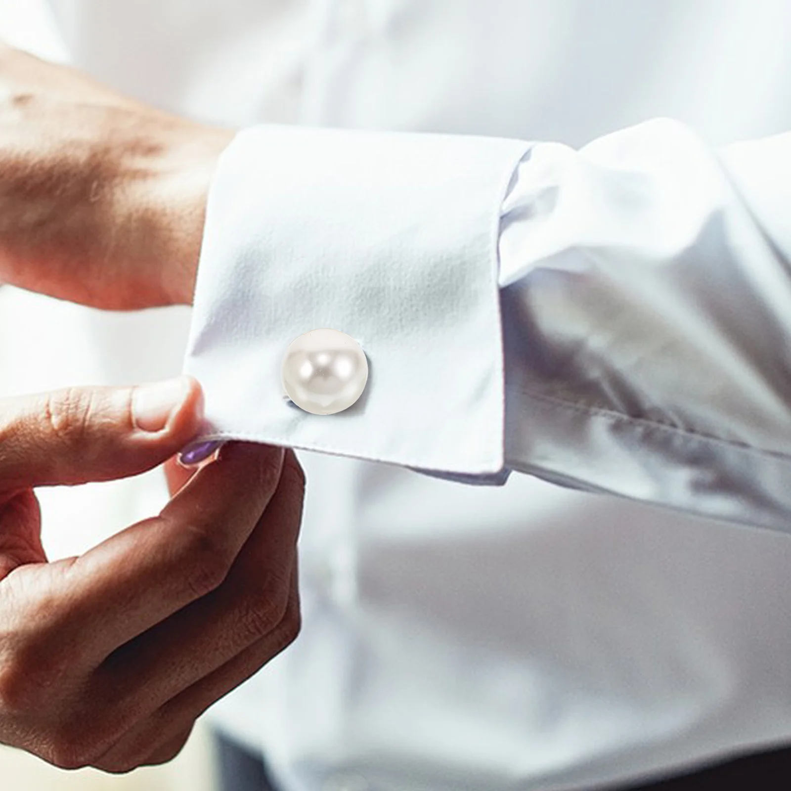 

2Pcs Pearl Cufflinks for Men Elegant Metal Shirt Studs Formal Wedding Tuxedo Accessories Dress French Cuff Links Jewelry