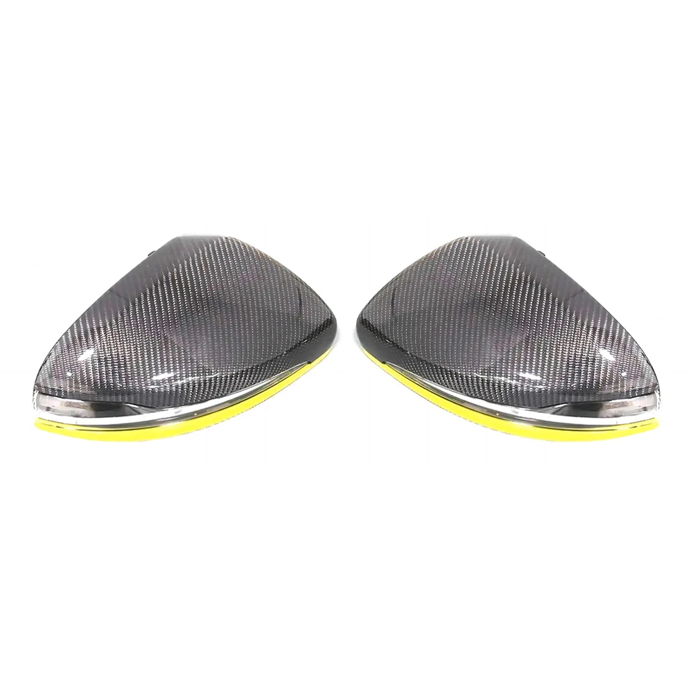 Replacement Rearview Side Mirror Covers Cap For Mercedes Benz W247 H247 X247 B GLA GLB Class Yellow Line Real Carbon Fiber Shell