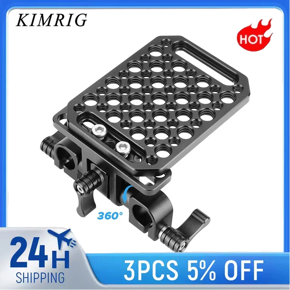 KIMRIG อเนกประสงค์ขาตั้งกล้องยึดแผ่นชีส Baseplate กับ360หมุน15Mm Rod Clamp อะแดปเตอร์ Fr Dslr กล้องวิดีโอ Rig