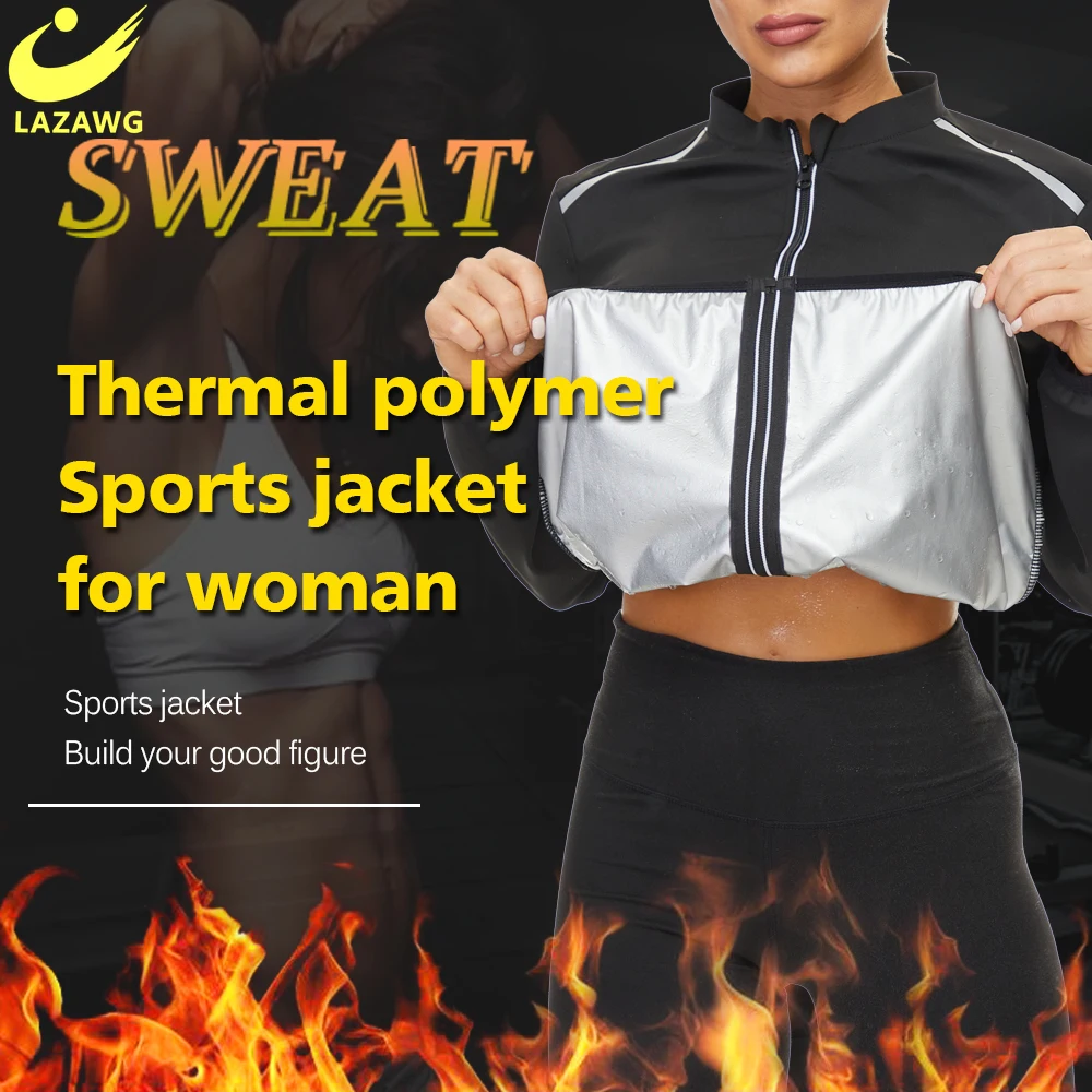 LAZAWG Women Waist Trainer Tracksuits Weight Loss Jacket Pant Sweat Suit Body Shapers Sauna Set Women Yoga Legging Trimmer Pant