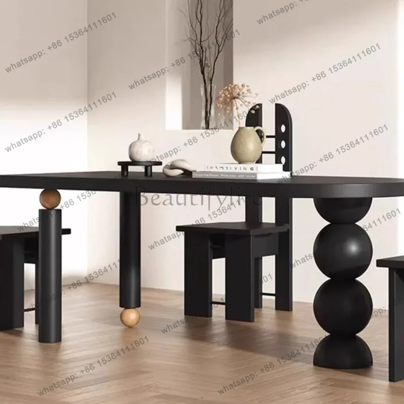 FG Writing Designer Dining Table Modern Restaurant Lounge Chairs Dining Table Wood Conference Mesas De Comedor Kitchen Furniture