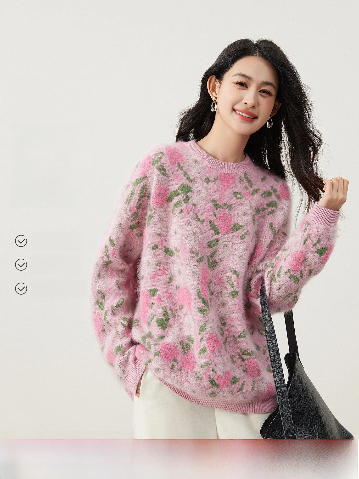 

Женский свитер Lu Flouquet Fre Artistic Sle Furry Knitwear с круглым вырезом, мягкий шерстяной, свободного кроя, повседневный, из кашемира