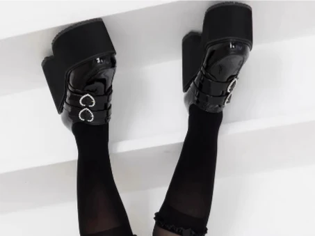 

Sweet and Cute Lolita Black Versatile Waterproof Platform Women's Shoes Japanese Mass-produced High Heels Leather Shoes