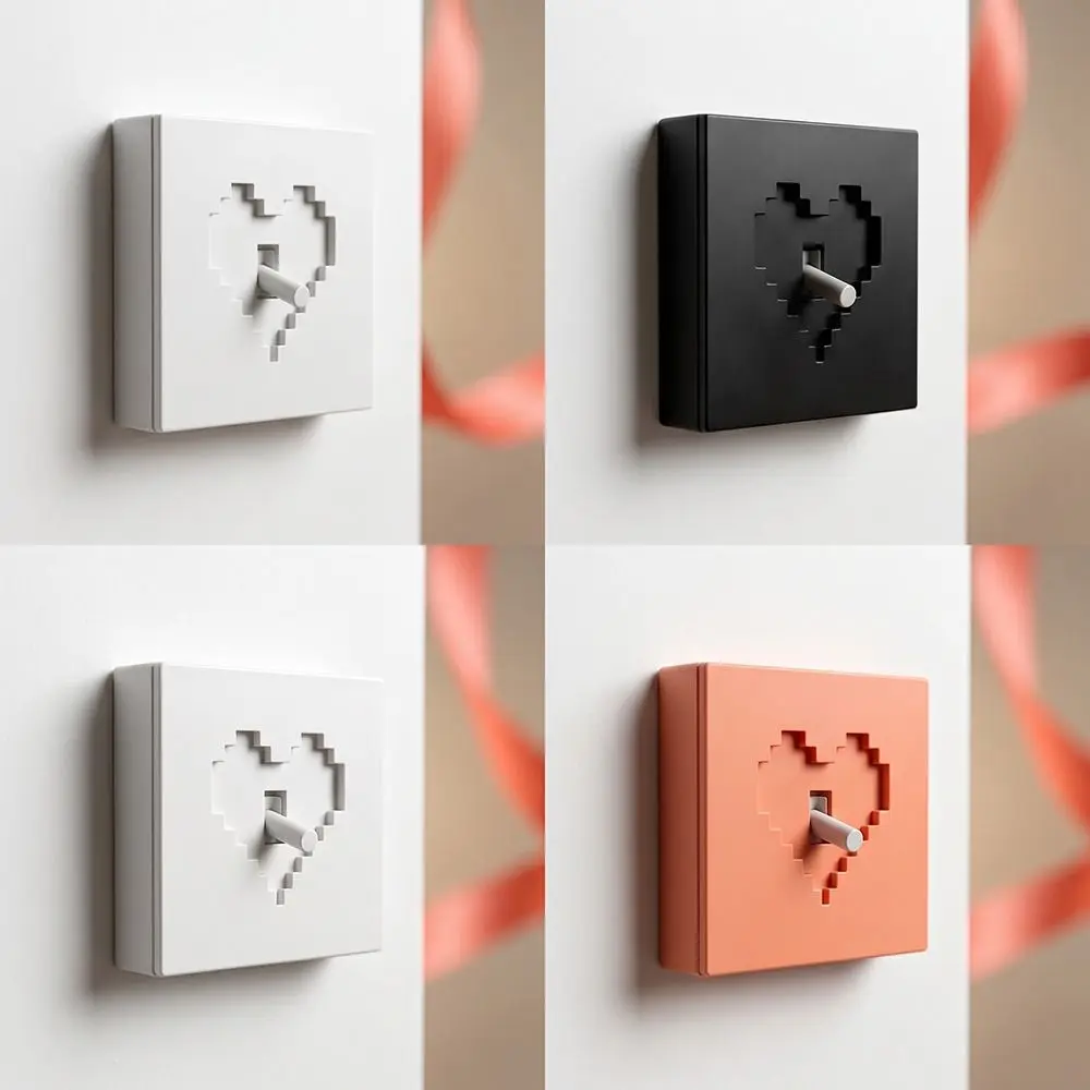3D Printed Pixel Heart Light Switch Cover Retro Game Style Waterproof Joystick Switch Stickers Removable
