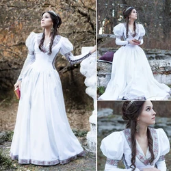 Medieval Elven Wedding Dress White Victorian Vintage Elf Princess Cosplay Renaissance Fairy Costume Bridal Dress Ball Gown Adult