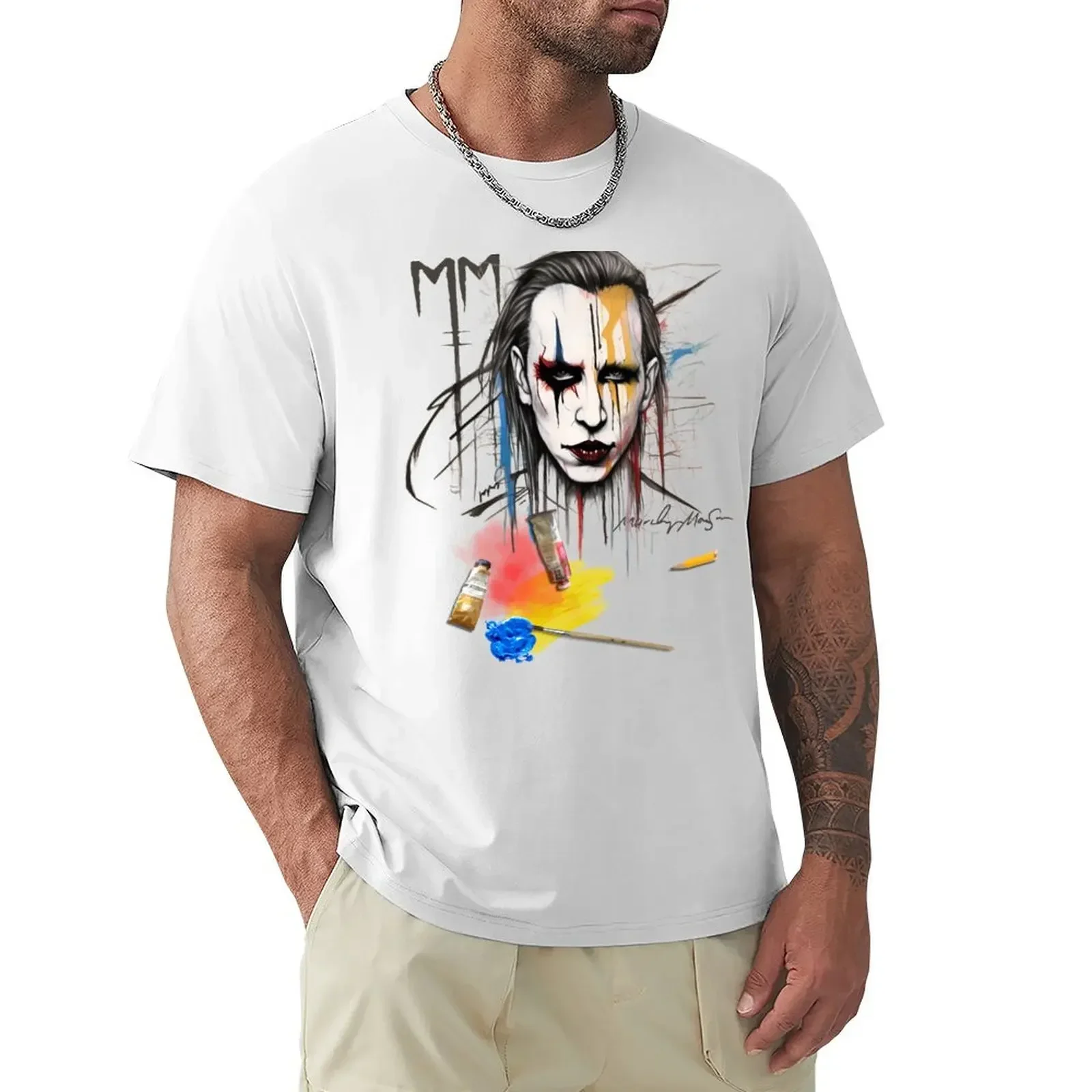 

Marilyn Manson in Sketch T-shirt quick-drying blacks heavyweight t shirts for men