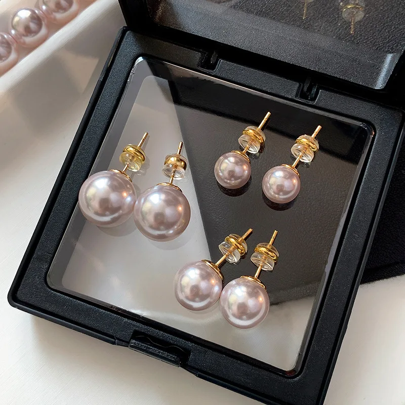 2026 New European and American Silver Needle Pink Purple Freshwater Pearl Earrings Light Luxury High Quality Women's Accessories