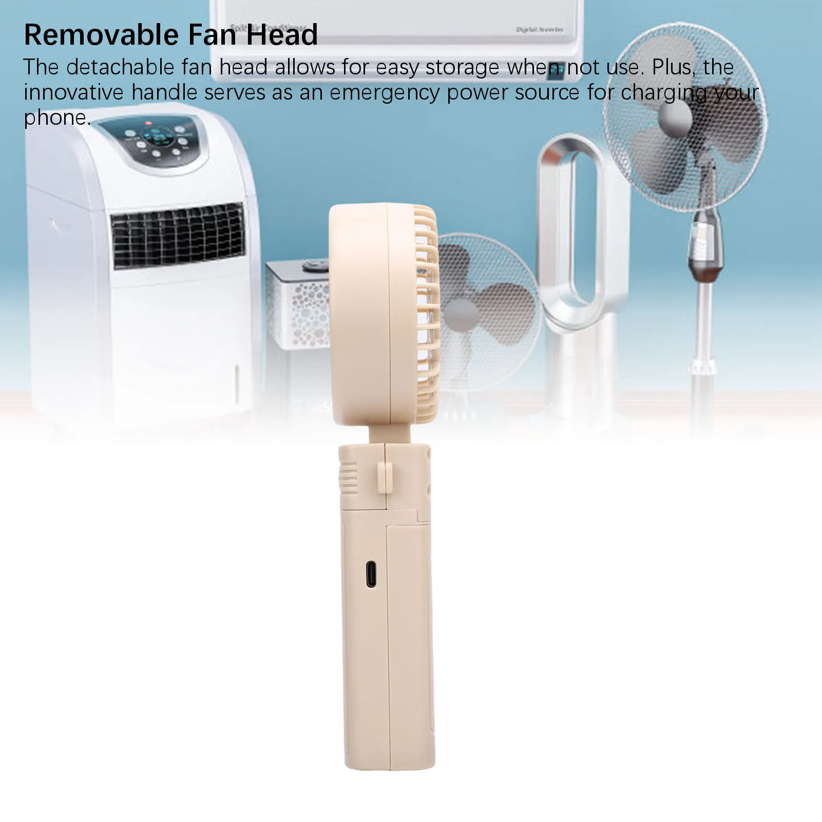 ハンドヘルドファン 5200mAh 充電式折りたたみファン 6 風速デジタルディスプレイ付き 取り外し可能なヘッドストラップ付き 屋内用ネックファンとして