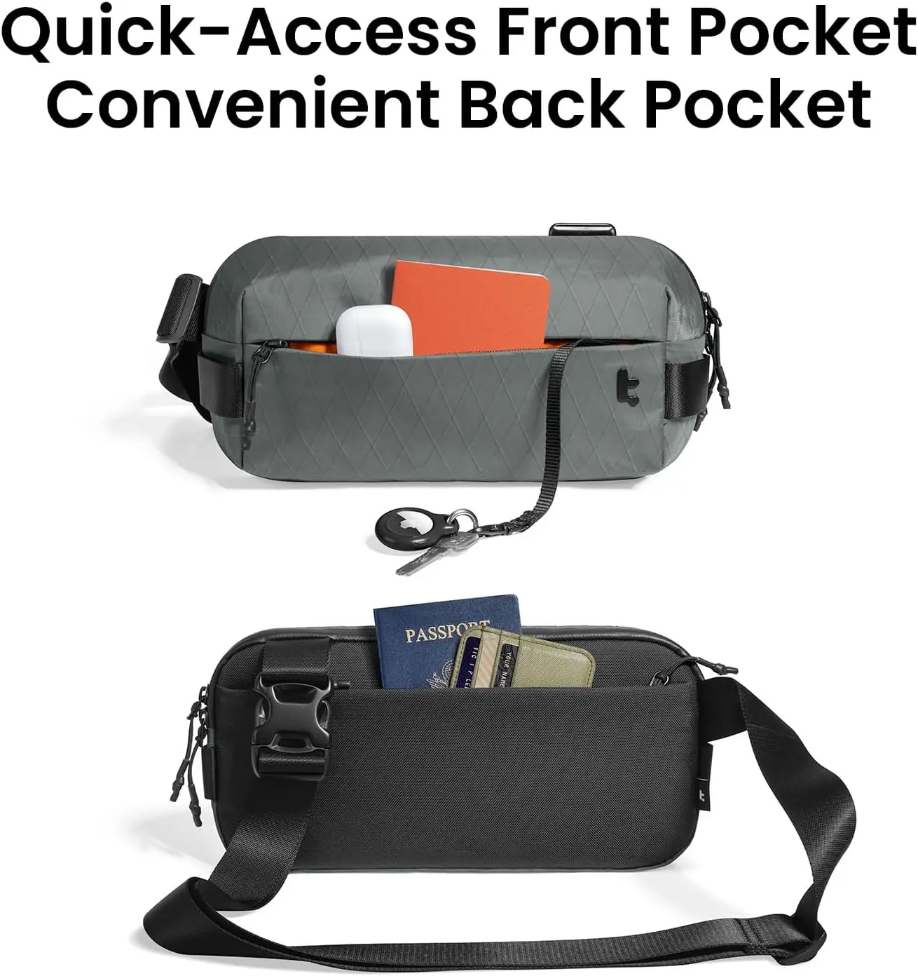 Compact EDC Sling Bag 3L-10L, Minimalist Crossbody Bag Chest Shoulder Pack for Men Women, X-pac/Recycled Polyester view 5