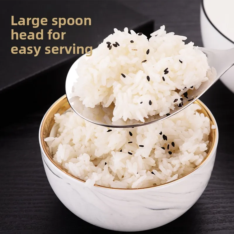 Thickened 304 Stainless Steel Rice Spoon Premium Large Soup Spoon Home Use Rice Spoon Non-stick Meal Spoon Serving Spoon
