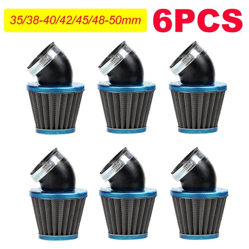 

6PCS Universal Motorcycle Mushroom Head Air Intake Filter Clamp Breather Cooling Filters Bent Connector 35/38-40/42/45/48-50mm