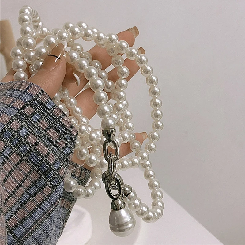 Fashion Personality Pearls Long Body Chain For Women Girls Versatile Chains Backpack Crossbody Jewelry Suit Accessories GiftsM