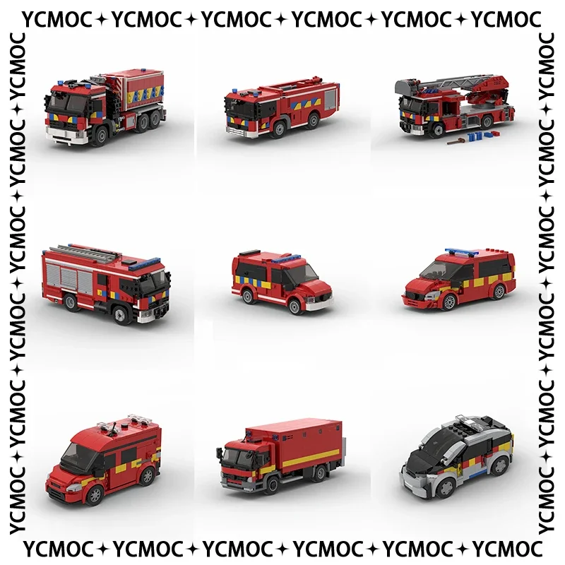 Car Series YcMoc Building Blocks Belgium Dutch New York London Fire Brigade Model Technology Bricks Brand-name Vehicle DIY Toys