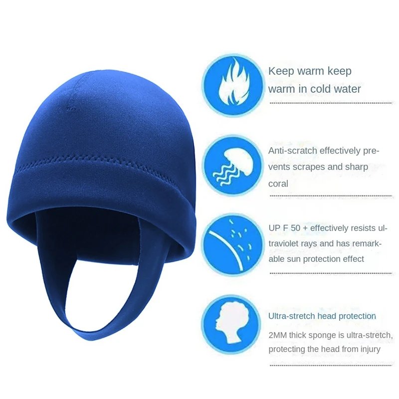 2Mm Wetsuit Hood Scuba Diving Swim Cap With Chin Thermal Strap Surfing Cap For Swimming Kayaking Water Sports