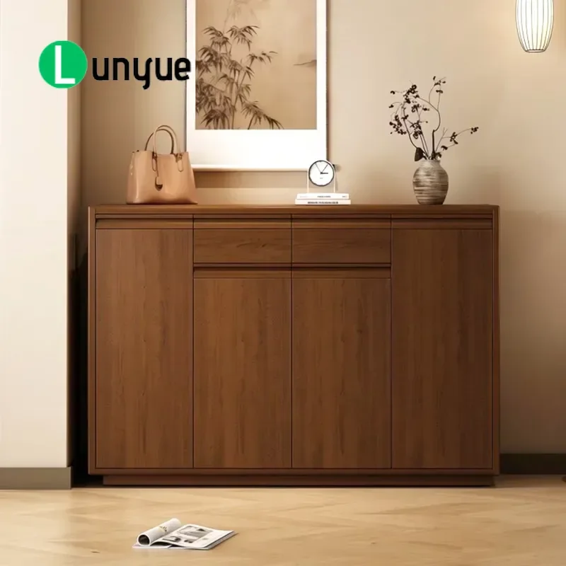 Large Capacity Walnut Shoe Cabinet Modern Breathable Entryway Storage with Adjustable Shelves Vacuum Friendly Legs for Porch