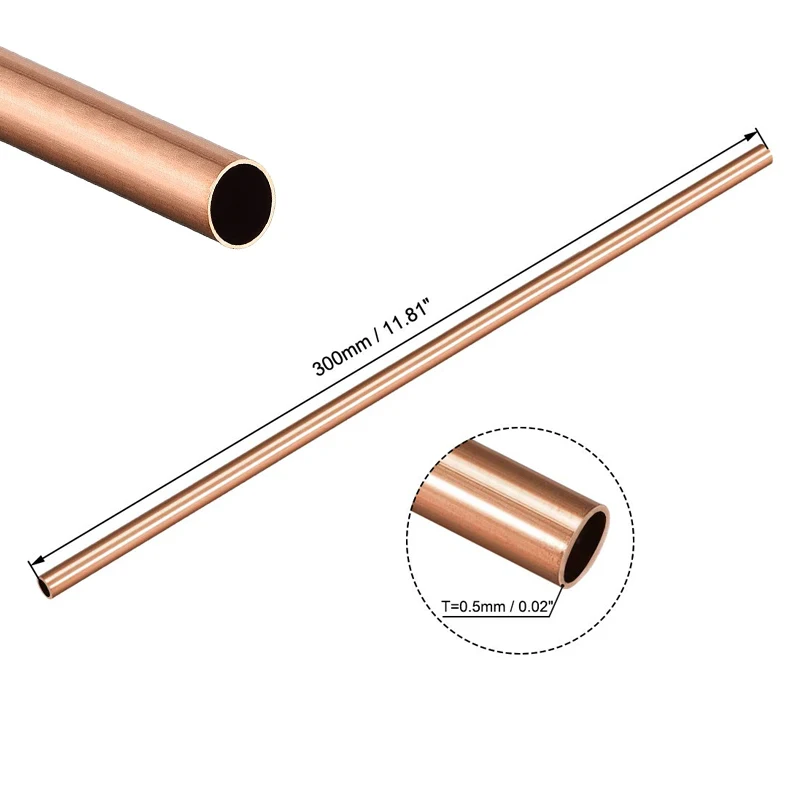 Purple copper Tubes Internal Diameter 300mm/200mm/250mm 1-16mm Tube Brass Spacer Model Building diy accessories