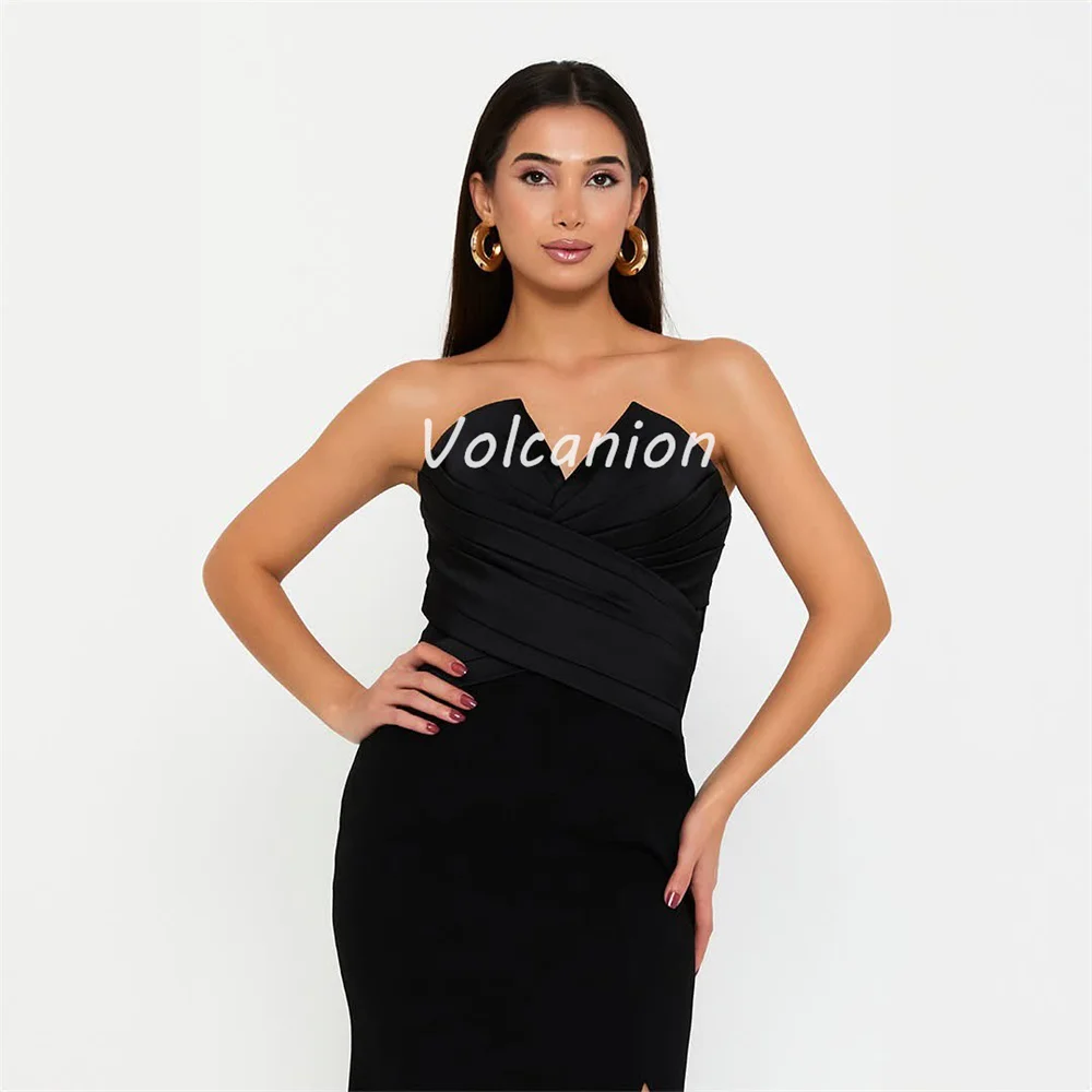 カスタマイズされたモダンなスタイルのサイズが利用可能ジャージー クロス シャーリング プリーツ マーメイド ストラップレス ロング ドレス オーダーメイド オケージョン ドレス