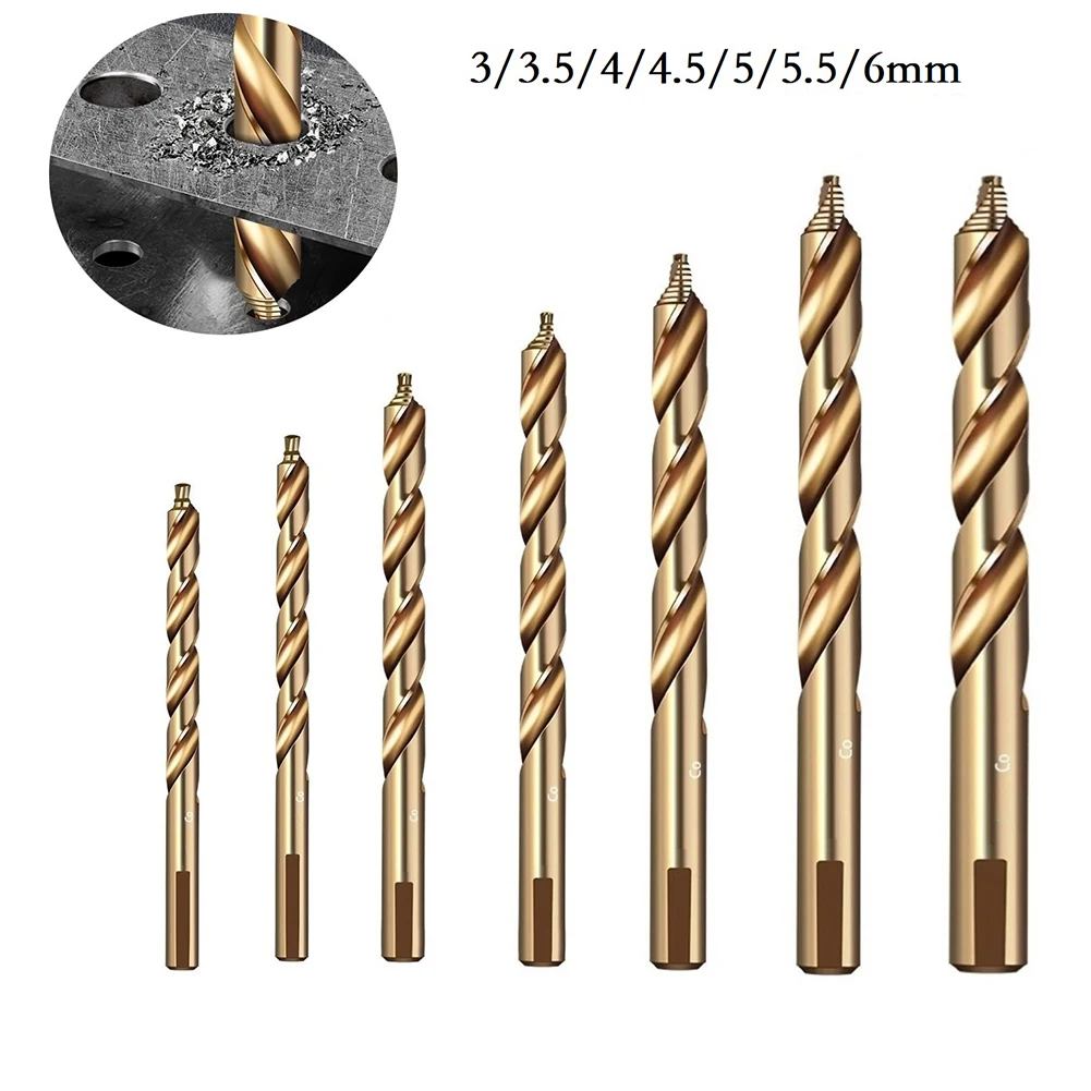 Cobalt Straight Step Drill Bits for Stainless Steel 7pcs Set Step Handle Pattern Design Double Spiral Chip Removal