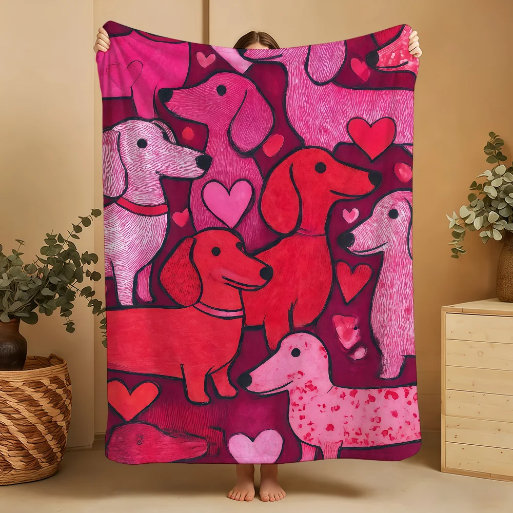 Dachshund Blanket Throw Super Cosy Plush Living Room Sofa Couch Childish Birthday Gifts