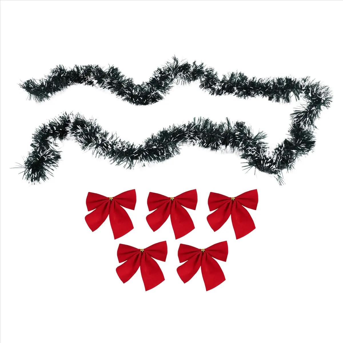 【HOT N07R】 2M Christmas Eve Decoration Bar Tops Ribbon Garland Christmas Tree Kitchen Ornaments Party Decoration Prop-Red