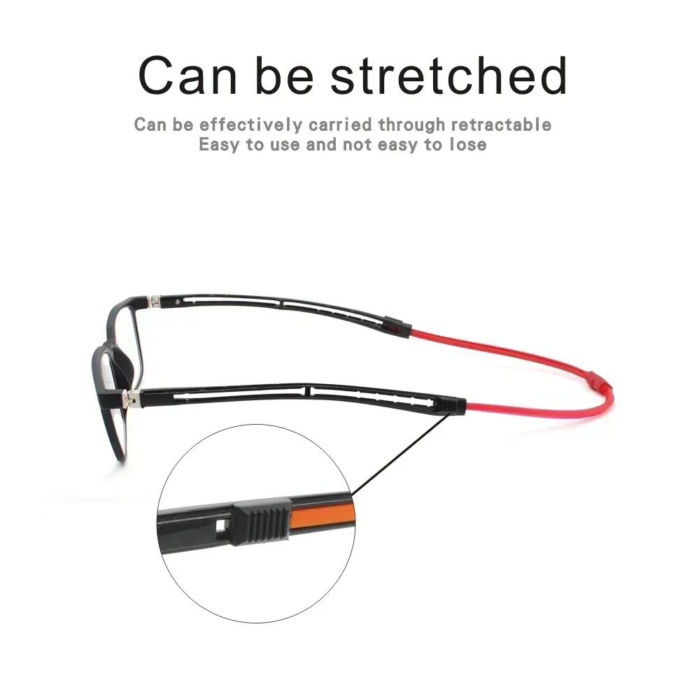 Tr90 Magnetic Reading Glasses for Men Hanging Neck Anti Blue Portable Rectangle Plastic Titanium High Quality