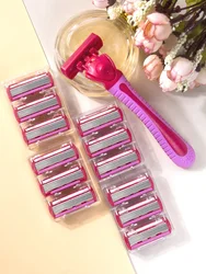 1 Handle + 12 Blades/ Men And Women Body Hair Bikini Safety Razor Blade Female  Hair Removal Shaving Shaver Replacement Heads