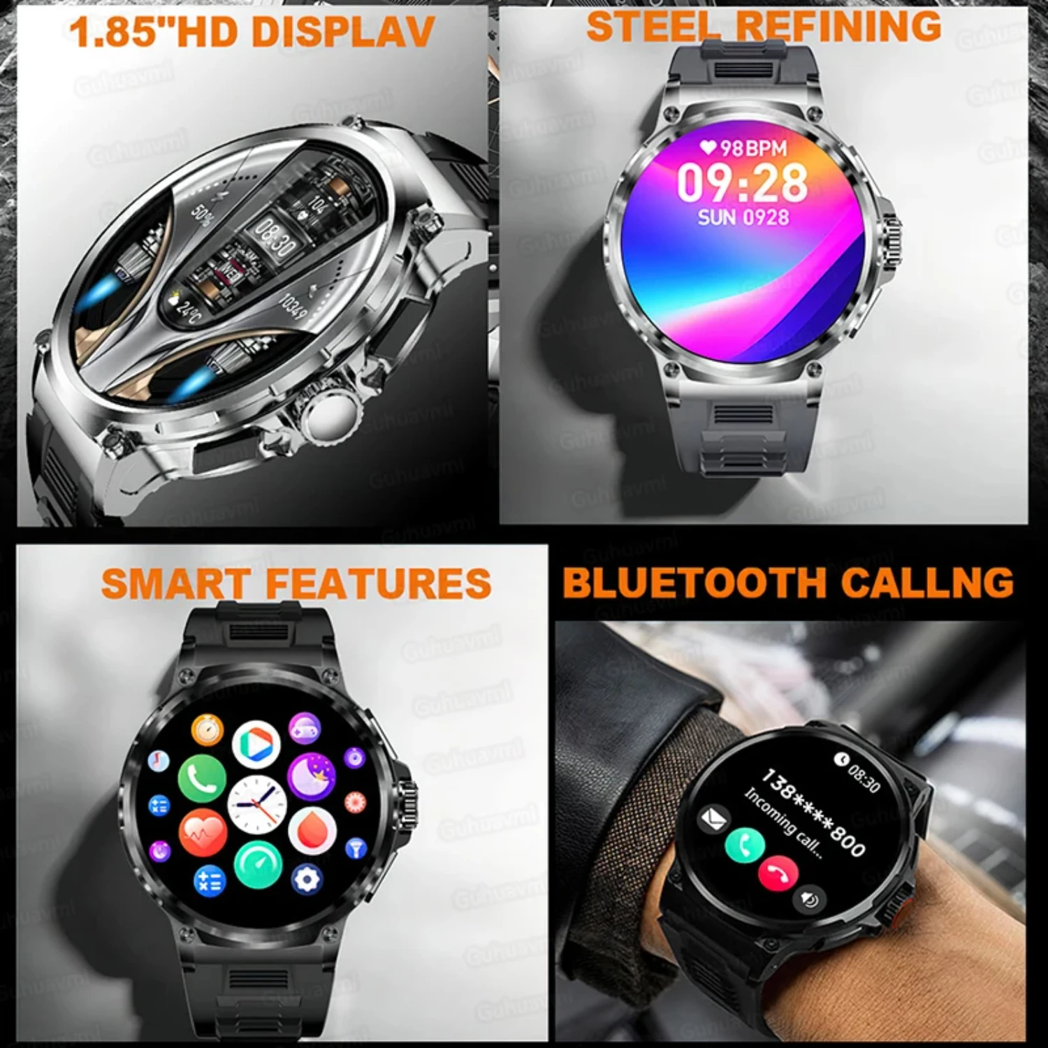 

1.85"ultra HD Bluetooth Call Smart Watch Men GPS Track 710mAH Large Battery 400+Dial IP68Waterproof Smartwatch